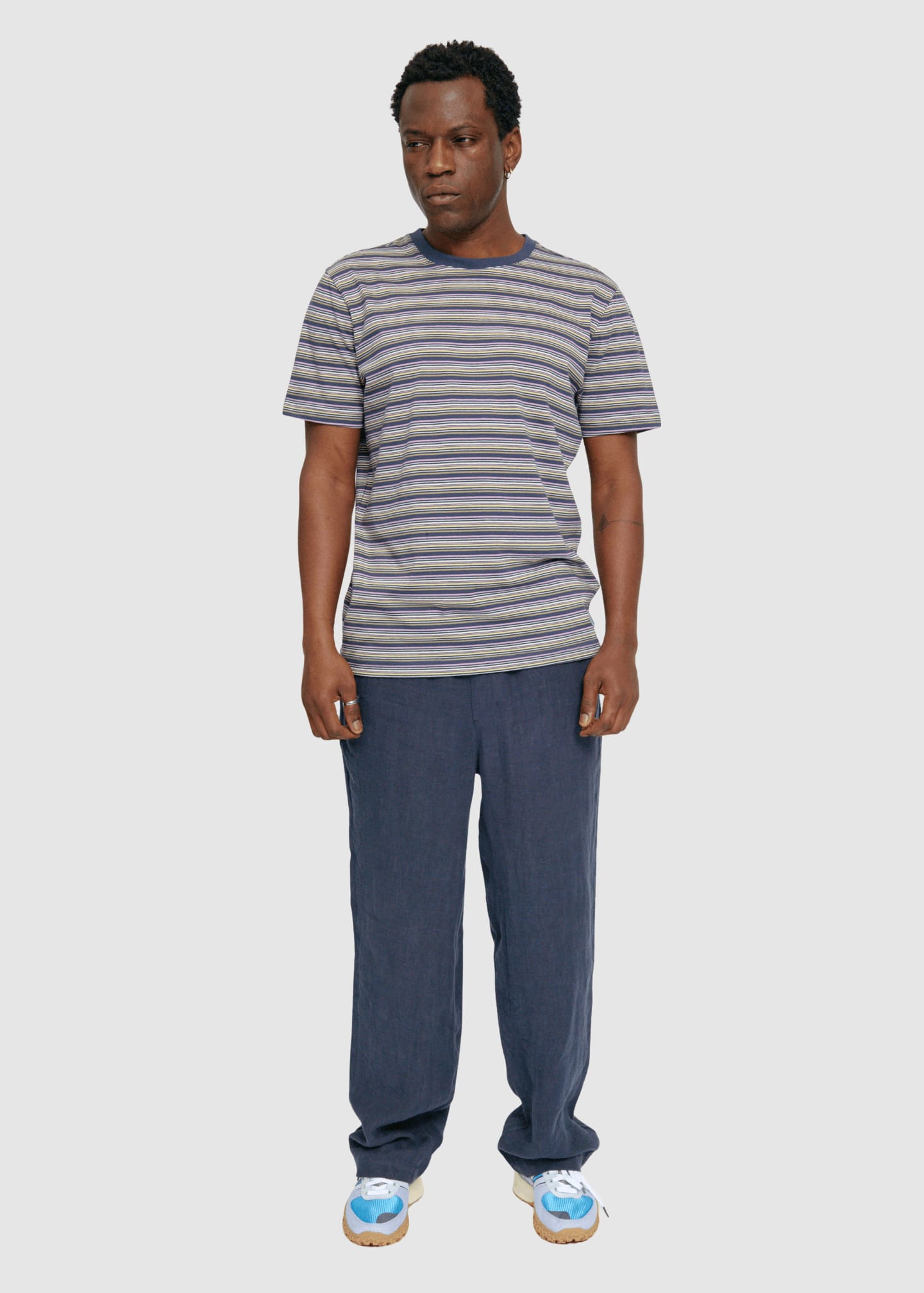 Retro Striped T-Shirt Blue Night Multicolor