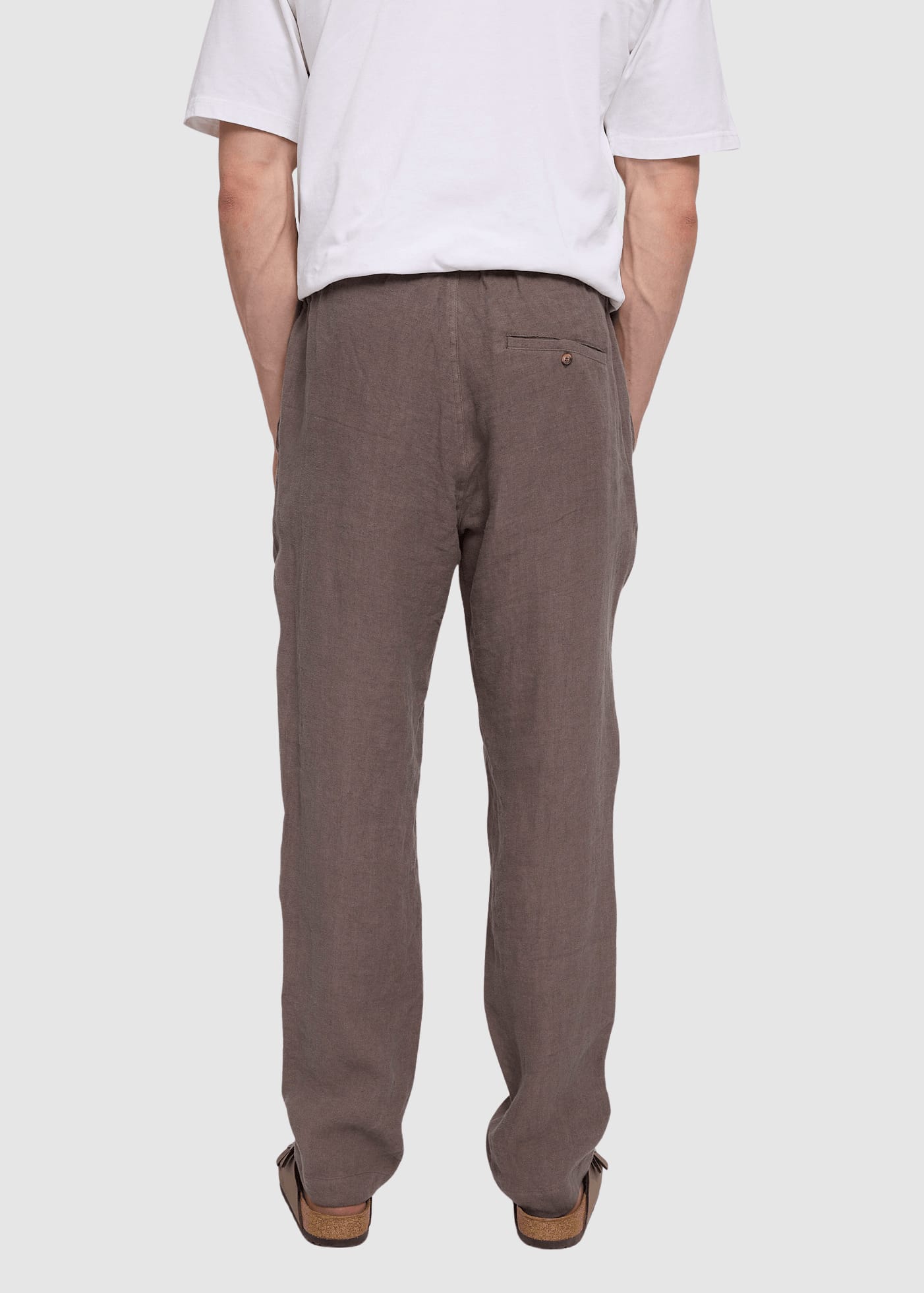 Regular Linen Pants Grey Brown