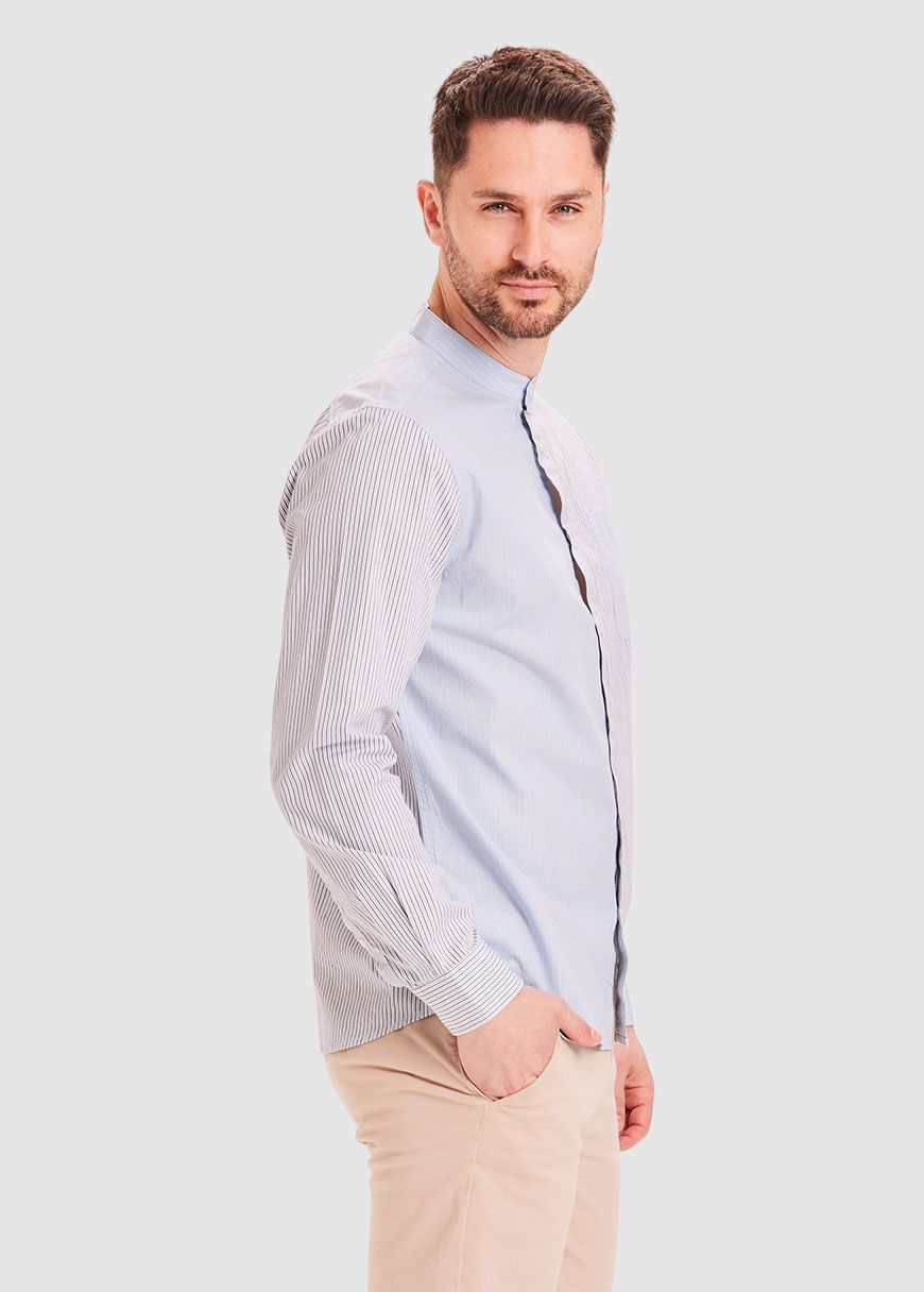 Elder Striped Stand Collar Shirt